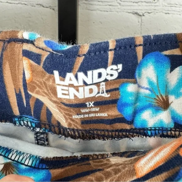 Lands’ End Brown Floral Cotton Spandex Pull On Shorts Size 1X - Picture 3 of 5